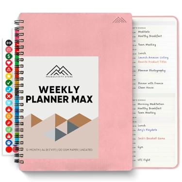 Imagem de Agenda 2025. Planejador semanal, mensal e diário espiral de 21,6 cm x 28 cm - Organize todas as 52 semanas - aumente a produtividade e organize-se - Loja de produtividade (rosa)