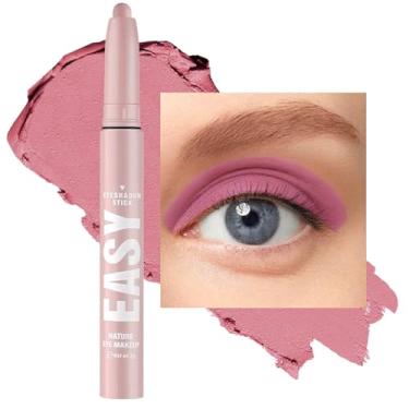 Imagem de Wavuketu Bastão de sombra rosa creme, fosco para lápis de sombra, bastão iluminador de sombra de olhos à prova de vincos altamente pigmentado, hipoalergênico à prova d'água de longa duração (B-01#)