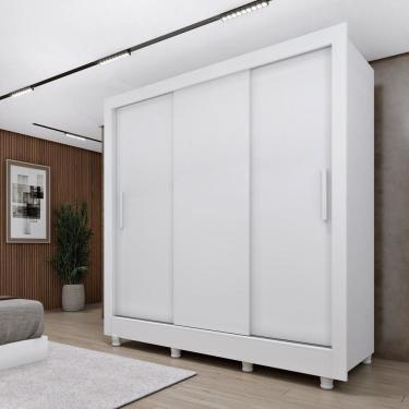 Imagem de Guarda-roupa Casal 3 Portas 190cm com Pés Taiffa Neve