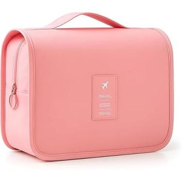 Imagem de Necessaire de Viagem Portátil, Bolsos Internos, Fecho com Zíper, Gancho para Pendurar, Material Resistente à Água, Organizadora, SHACK (Rosa)