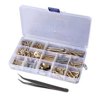 Imagem de Zhjvihx Kit de Parafuso de Reparo de Guitarra, Portátil Metal Multifuncional Sturdy Universal Guitar para Parafusos Com Pinças para Reparo (Ouro)