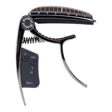 Imagem de simhoa Capotraste de guitarra elétrica recarregável, clipe de afinador para guitarra, baixo, guitarras clássicas, Preto