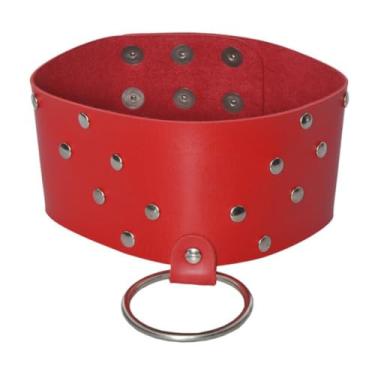 Imagem de Coleira Scandal Com Argola Acessório Sensual em Montana com Arrebites e Reguladores Niquelados DX1717 (VERMELHO)