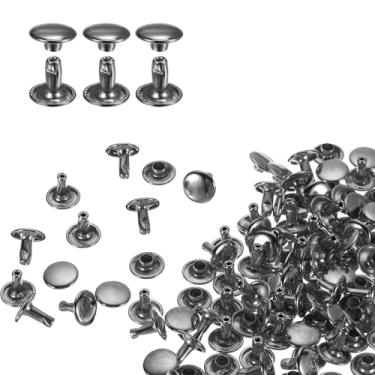 Imagem de HARFINGTON 80 conjuntos de rebites de tampa dupla 9 x 8 mm aço carbono cabeça redonda botões de pressão parafusos parafusos de metal tubular para decoração de artesanato em couro, bronze