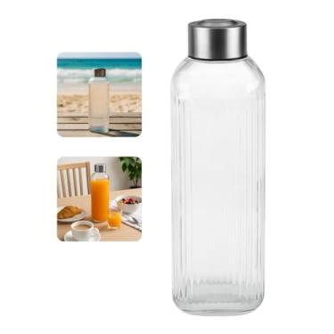 Imagem de Garrafa de Vidro 1 Litro com Tampa Inox – Ideal para Água, Sucos e Bebidas