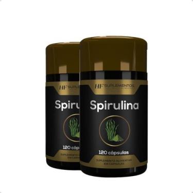 Imagem de 2x spirulina 120 cápsulas hf suplementos