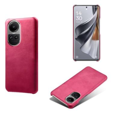 Imagem de Capa para OPPO Reno 10 Pro 5G,Proteção contra quedas,Casca de volta de cor sólida simples,Design de couro de imitação de plástico-Rose