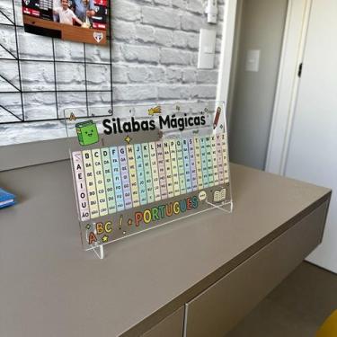 Imagem de Tabela Silábica em Acrílico  Brinquedo Educativo para Crianças, Apoio 