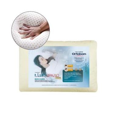 Imagem de Kit 2 Travesseiro Látex Spazio Slim Espuma Antialérgico Ortobom