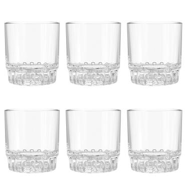 Imagem de Jogo C/6 Copos Baixos de Vidro Transparente Fiorde 290ml P/ Whisky Drink Suco Agua