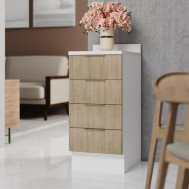 Imagem de Balcão 4 Gavetas 40cm com Tampo com Rodapé Ipanema CabeCasa MadeiraOri