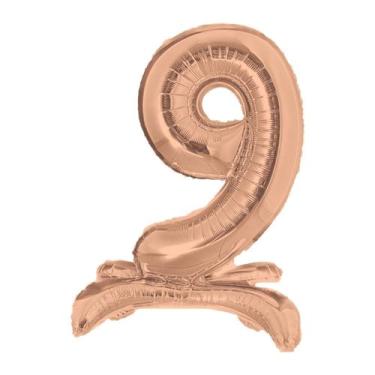 Imagem de Balão Gigante Rose Gold Metalizado Com Base Para Chão 75 - PartiuFesta