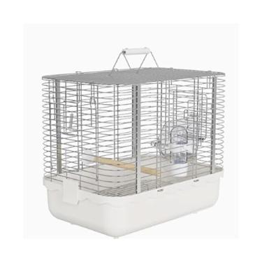 Imagem de Gaiola de pássaro papagaio de aço inoxidável para viagem horizontal grande espaço portátil transporte de pássaros ninho de pássaro (branco)