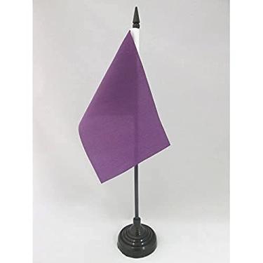Imagem de Bandeira de mesa roxa lisa 10 cm x 15 cm - Bandeira de mesa roxa de cor sólida 15 x 10 cm - Bastão e base de plástico preto - AZ FLAG