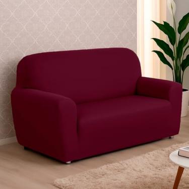 Imagem de Capa De Sofá Lisa Coladinha 2 e 3 ou 4 Lugares/Capa de Poltrona 1 Lugar Malha Gel (Vinho,4 Lugares)