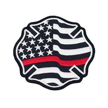 Imagem de Linha Vermelha Fina Bandeira Cruz Maltesa Bordado Patch Ferro em Sze: 8,9 x 9 cm.