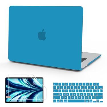 Imagem de B BELK Compatível com MacBook Air 13,5 polegadas 2025 2024 2023 2022 versão M4 M3 M2 A3240 A3113 A2681 tela retina líquida, capa rígida de plástico + capa de teclado + protetor de tela, azul aqua