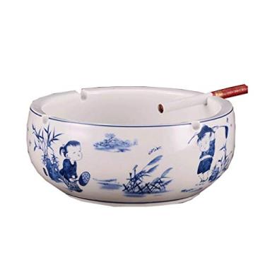 Imagem de Cinzeiros para Cigarros Azul e Branco Cerâmica Europeia Retro Sala de Estar Cinzeiro Boutique Grande Prático Cinzeiro de Cerâmica Elegante Personalidade Criativa Escritório Cinzeiro Redondo Decoração