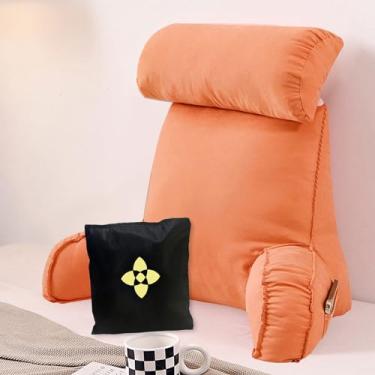 Imagem de Almofada de leitura/suporte lombar – Almofada para abraçar – Almofada de suporte com apoios de braço – lombar – Costas – Descanso de cama – Jogos – Capa lavável – Alça de transporte – Travesseiro para