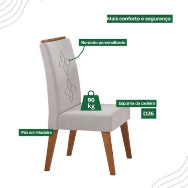 Imagem de Kit com 2 Cadeiras Dora Pés em Madeira Maciça Bege - Casa Giulia, Bege