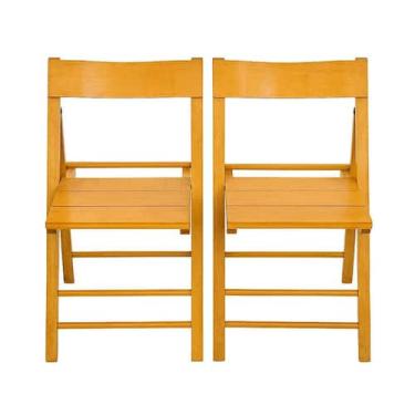 Imagem de Kit 2 Cadeiras Dobráveis em Madeira Encosto Anatômico 1004 Preebel Mel