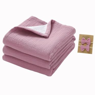 Imagem de Cobertor de bebê okdiy de 4 camadas 100% algodão, musselina 120x120cm