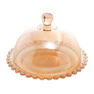 Imagem de Queijeira de Cristal C/Tampa Daisy Âmbar 20x12cm Wolff