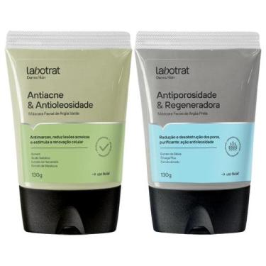 Imagem de Kit Mascara Facial De Argila Preta + Verde Antiporosidade Antiacne Der