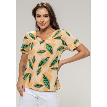 Imagem de Blusa Pau a Pique Viscose Estampada Laranja
