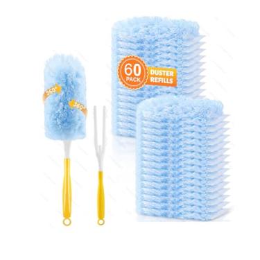 Imagem de Refil de espanador para refil Swiffer Duster, 360 refis para serviço pesado, kit de espanador descartável de várias superfícies sem perfume para casa, escritório, móveis (60 unidades + 2 alças)