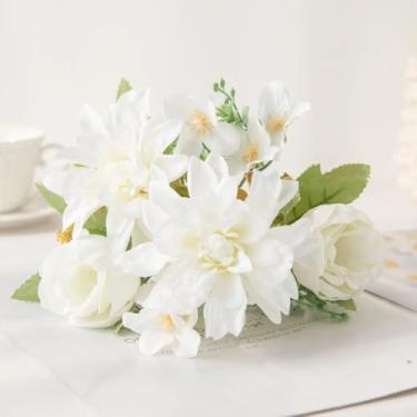 Imagem de 1 peça de flor artificial de seda, peônia, buquê de casamento, decoração para casa, vaso de mesa, caixa faça você mesmo, álbum de recortes (1 peça/cor 6)