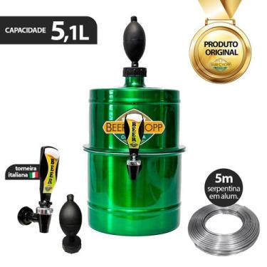 Imagem de Chopeira Portátil a Gelo Beer Chopp 5,1 Litros em Alumíno, Verde