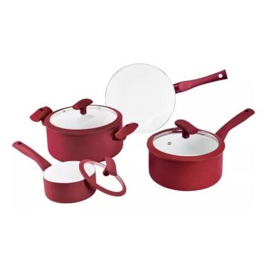 Imagem de Conjunto De Panela 4Pc Vermelha Hercules Pa300-4Vm