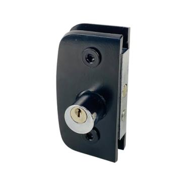 Imagem de Fechadura Central 1520 de Alumínio para Porta de Vidro Temperado com recorte 75mm x45mm com Chave com Variação de Cores (Preto)