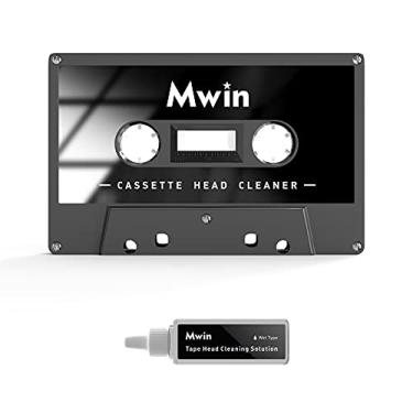 Imagem de Mwin Fita Limpadora de Cabeças para Cassete com 1 Fluído de Limpeza - Kit de Manutenção Úmida, Limpador para Tocador de Fitas Cassete/Boombox/Deck/Gravador