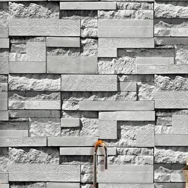 Imagem de Papel de Parede Autoadesivo em PVC, Estampa Pedra Natural, Design Moderno, Cinza, 45cm x 5m, para Decoração de Ambientes