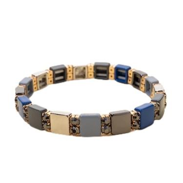 Imagem de Pulseira feminina com contas de arco-íris de liga elástica colorida e elástica para presente, One Size, Liga de aço, Sem Pedra Preciosa