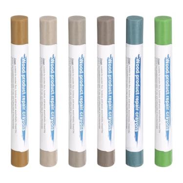 Imagem de Generic Bastões de enchimento de madeira, 6 cores, cera de madeira, retoque de móveis, giz de cera para reparo de móveis, marrom médio, marrom escuro, marrom médio, marrom escuro