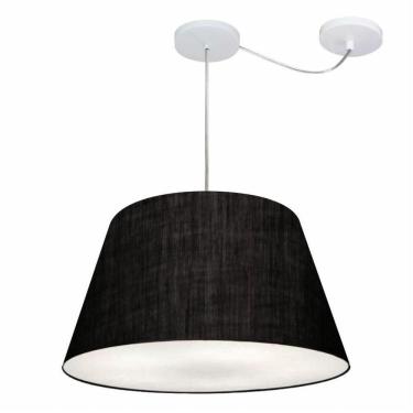 Imagem de Lustre Pendente Cone Com Desvio De Centro Vivare Md-4278 Cúpula Em Tecido 35x50cm - Bivolt Preto 127/220v