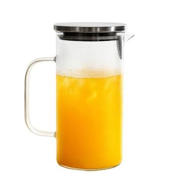 Imagem de Jarra de Vidro Borossilicato com Tampa de Inox 1,1L  Transparente, Alt