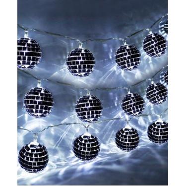 Imagem de Bateria Disco Ball String Light AceList 20 LED de 3 m/USB preta