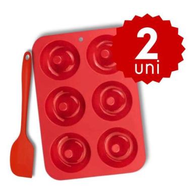 Imagem de Forma de Silicone Mini Donuts Espátula Pão Duro 21cm  Antiaderente, Fl