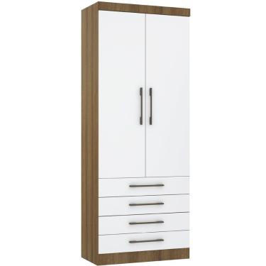 Imagem de Guarda Roupa Modulado 90cm 2 Portas E 4 Gavetas Paris Luciane Móveis Avelã Pf Com Branco Pf