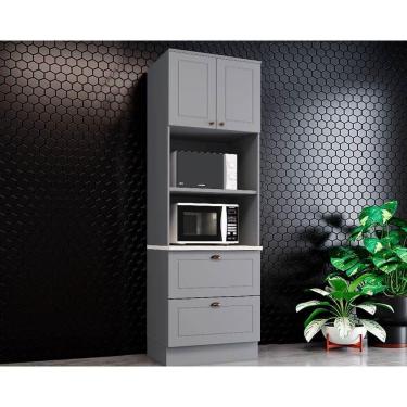 Imagem de Módulo Cozinha Henn Americana Paneleiro C- 2 Portas E 2 Gavetas (2 Fornos) 71.5cm Cinza