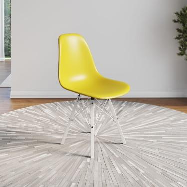 Imagem de Cadeira Eames Estilo Moderno Em Ferro Branco Com Assento Amarelo