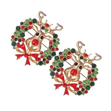 Imagem de Broche de liga de cabeça de alce de Natal em forma de guirlanda para homens e mulheres, broche de lapela exclusivo para festas e decoração de casa