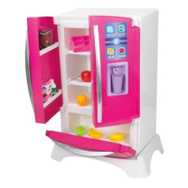 Imagem de Geladeira de Brinquedo Infantil com 2 Portas, Rosa, Brinquedos Educativos para Crianças