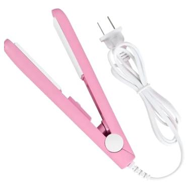 Imagem de Mini Chapinha Portátil, Placas de Cerâmica, Bivolt, 160°C, Lilás e Rosa, com Estojo, 17cm x 10cm (Rosa)