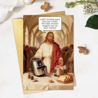 Imagem de Cartão de Natal engraçado de Jesus para homens e mulheres, cartão de Natal de piada de humor para amigos e família, cartões de férias hilariantes para ele e ela