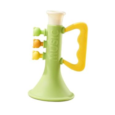 Imagem de simhoa Brinquedo de trompete para crianças, instrumento de apito, soprador, barulhento, festa, viagem, desenho animado, trompete de silicone, brinquedo, Verde